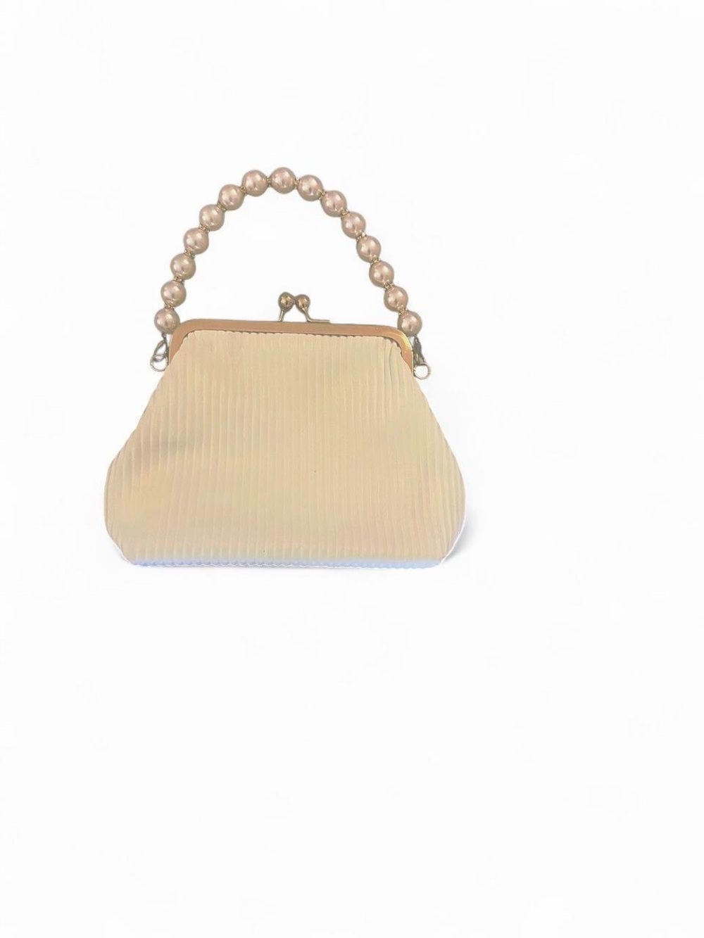 Pearl-Handle Cream Mini Top-Handle Bag